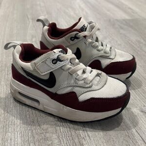 Nike AirKids' White and Burgundy Sneakers, size 8C